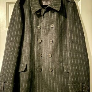 Armani Charcoal Pinstripe Pea Coat